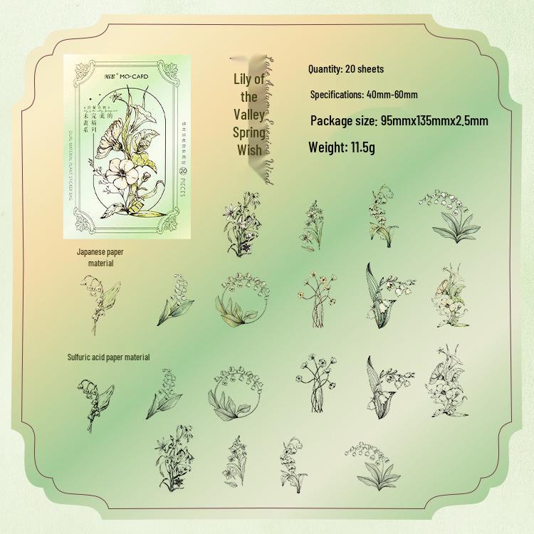Momo Plants Sticker Pack - Unfinished Sketch Series for DIY Journal Decoration (6 Types)