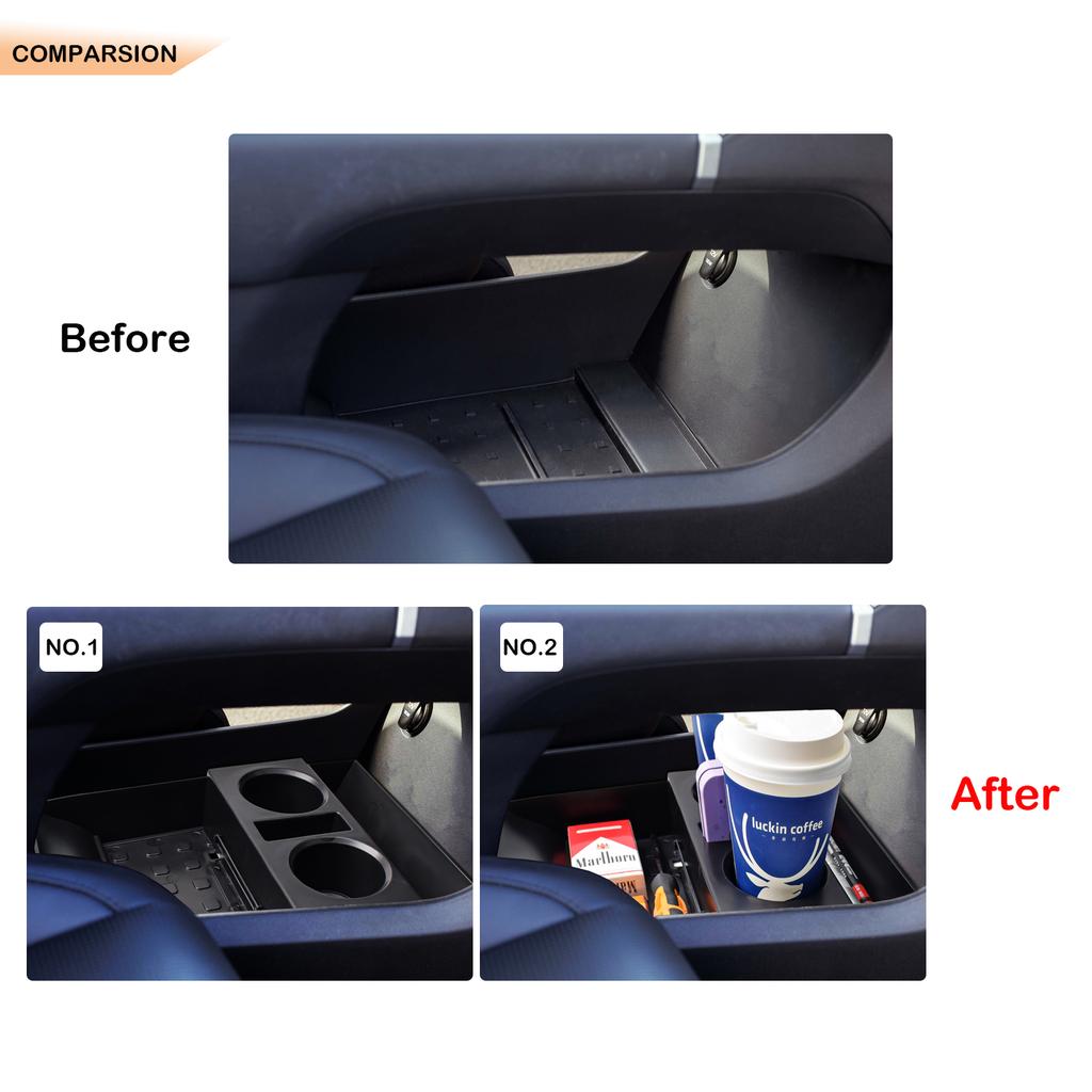Center Console Organizer 2PCS For 2025 Hyundai Santa Fe Lower Cup Holder Armrest Storage Box Center Console Tray ABS Accessories