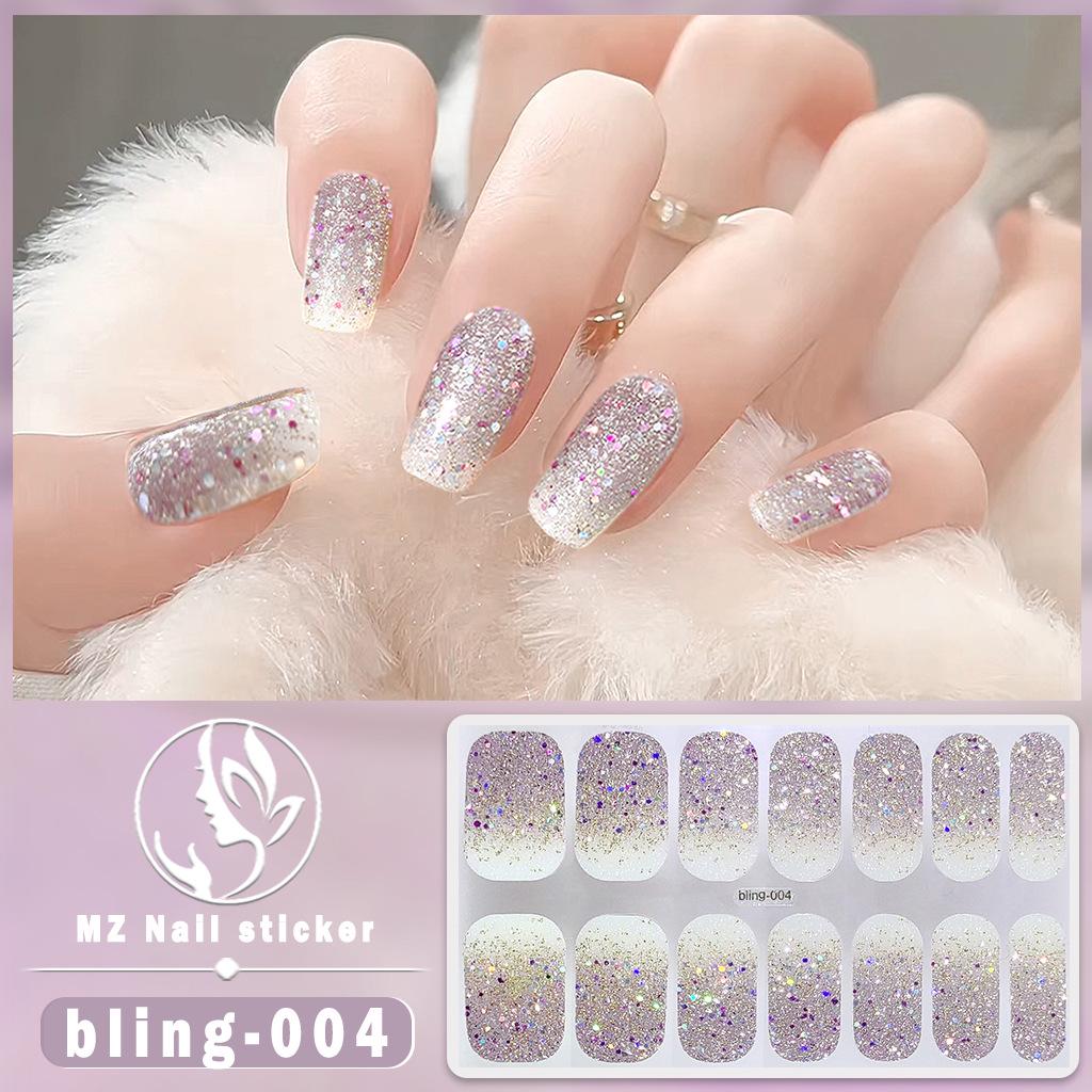 Meizhi 14-Finger Bling Aurora Gel-Nagellack-Aufkleber – selbstklebend, wasserfest, siegelfrei
