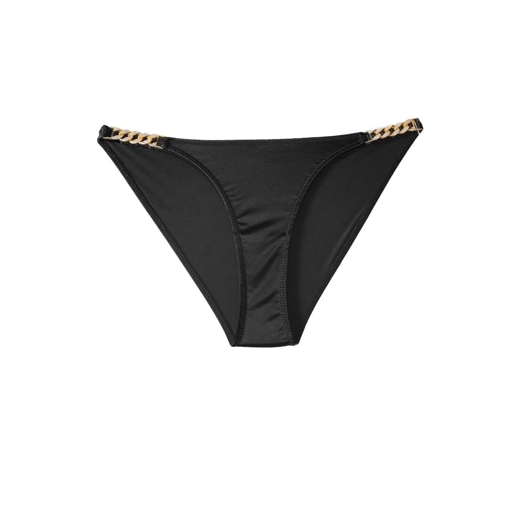 

ПРИЯТНЫЙ ВЫБОР Сексуальное атласное белье с цепочкой и стрингами Женское промежность, трусики, (М, ЧЕРНЫЙ)