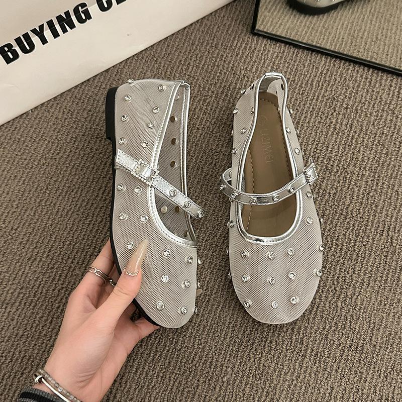 Mary Jane shoes small skirt 2025 ballet fisherman shoes breathable with summer single shoes new beanie shoes mesh women