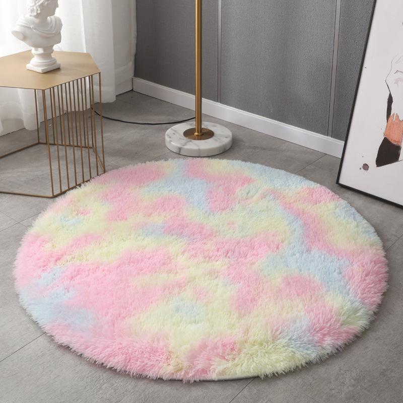 1Pcs Soft Plush Round Rug for Bedroom Home Decor Fluffy Shag Circle Area Rugs Kids Room Classroom Nursery Living Room Decor