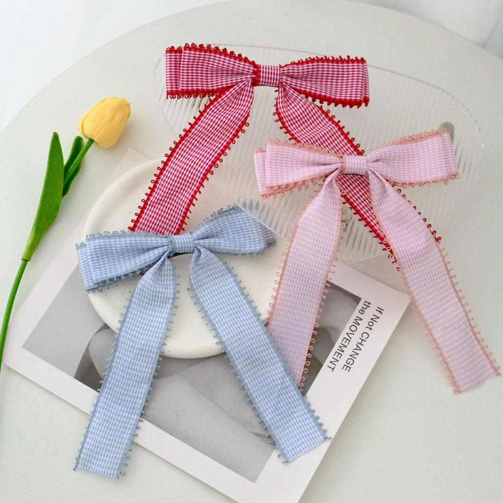 1PC Fashion Grid Fabric Bow Hair Clip for Girls Women Bow Ribbon Hair Clip Wedding Party Hair Accessories