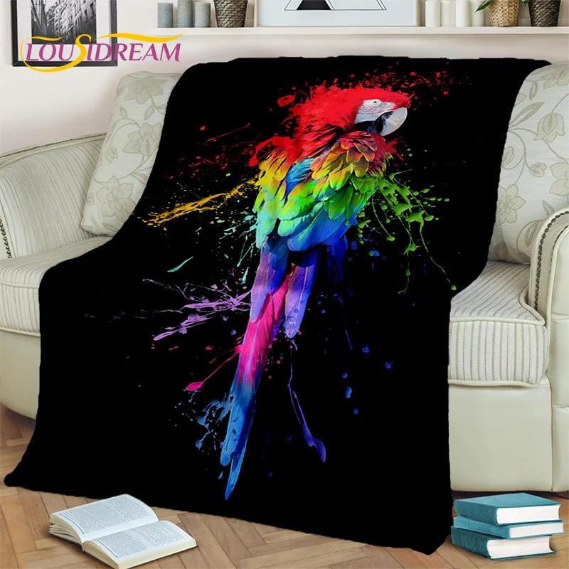 

Macaws Parrot Birds 3D Colorful Blanket,Soft Throw Blanket for Home Bedroom Bed Sofa Picnic Travel Office Rest Cover Blanket Kid 75x90cm