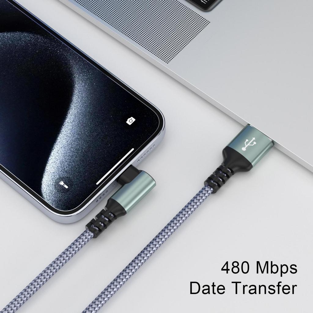Nylon Braided USB-C to Lightning & USB Charging Cable for iPhone & Samsung - PD Fast Charge