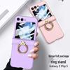 GKK Samsung Z Flip5 Full Coverage Frosted Case with Finger Ring Buckle & Small Folding Hinge.