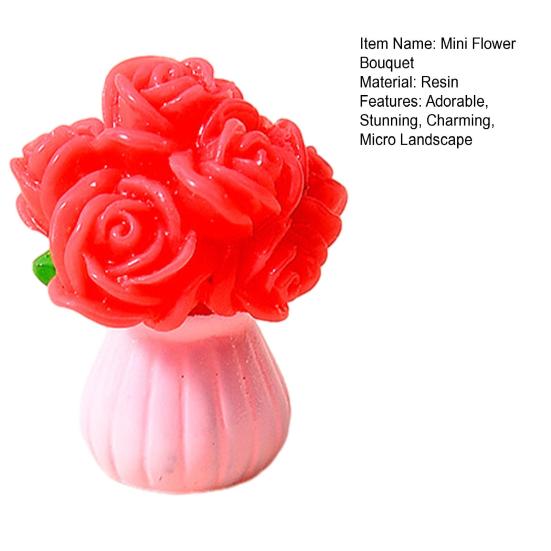 Yousheng Miniature Dollhouse Flower Bouquet Accessories Mini Artificial Resin Rose Tulip Sunflower Lily Flower Figurine for DIY Garden Bonsai Micro