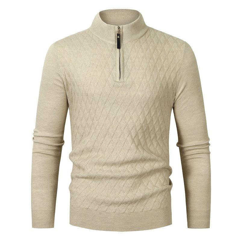 Autumn And Winter British Half Zipper Men'S Pullover Knitted Sweater Long Sleeve Sweater Men'S Top Bottom Shirt