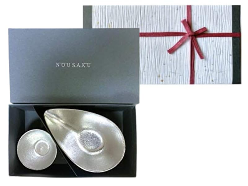 

[Nousaku Washi Wrapping] Sake Set: Medium-sized Tin Katakuchi Sake Cup (1 go), 100% Tin, KM1=G1
