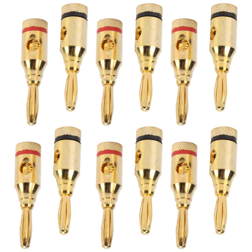 12pcs Gold Plated Speaker Banana Plugs Aluminium Alloy Speaker Connector Open Screw Type Universal for Car