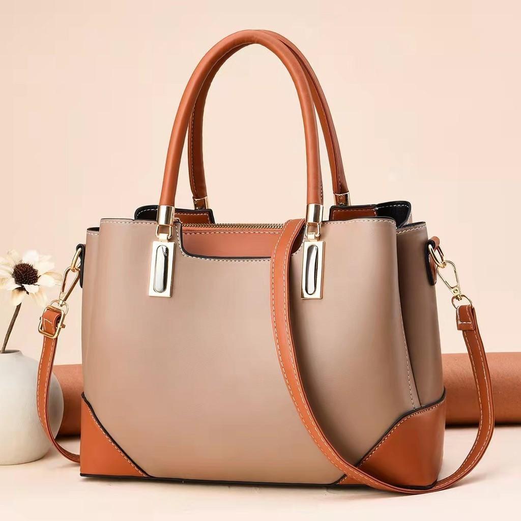 Simplistic Large Capacity Tote Bag 2023 New Women's Bag Cross-border Soft Leather Splicing Big Bag