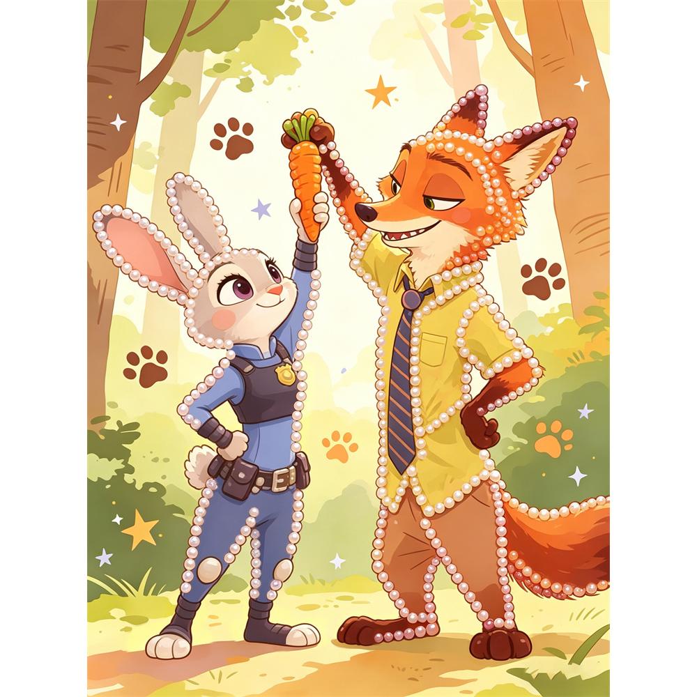

Disney DIY Pearl Painting Zootopia Partner Interaction Decorative Painting Creative Ornaments Friends Gifts Desktop Furnishings Home Decoration 30x40