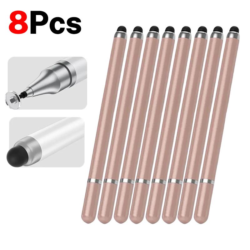 1-8Pcs Double-Headed Universal Stylus Pen For iPad Tablet Android IOS Phone Drawing Writing Capacitive Screen Touch Stylus Pens
