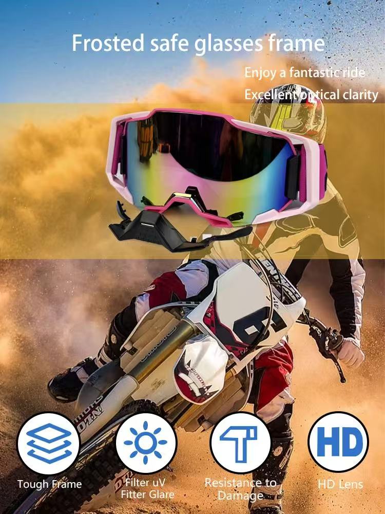 Quick replacement lens motorcycle goggles,anti fog lenses-off-road motorcycle ATV MX riding glasses,compatible with all helmets