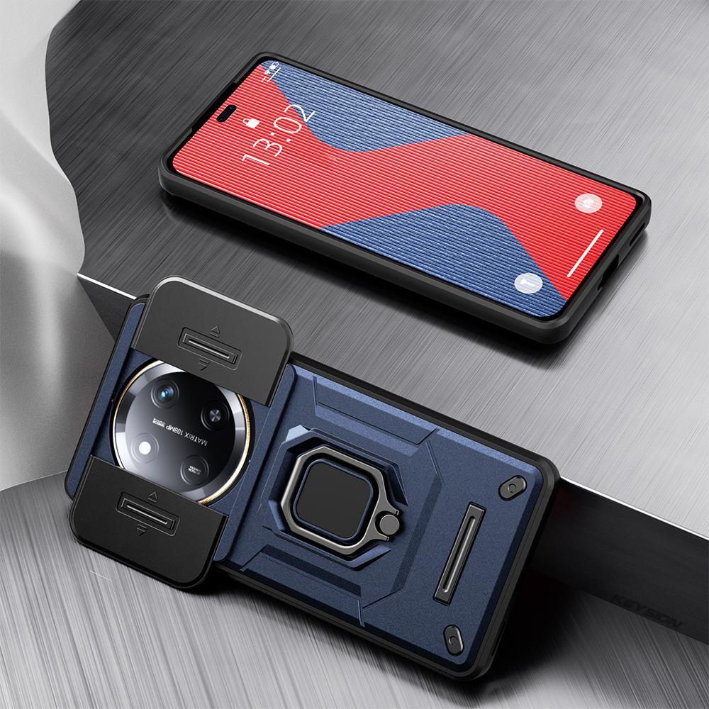 

KEYSION Shockproof Case for HONOR X9c 5G X9c Smart Silicone+PC Slide Camera Lens Protection Ring Stand Phone Cover for Huawei Honor Magic 7 Lite for Honor X9c синій