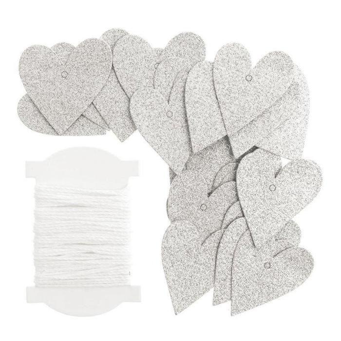 Étiquettes à suspendre - RICO DESIGN - Cœurs argentés - 24 pièces - Mixte - Gris