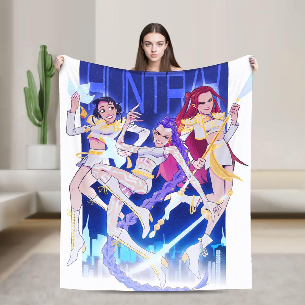 Super Soft Blanket Decorative K-Pop Demon Hunters Hot Anime  Throw Blanket  Flannel Bedspread For Couch Bed Sofa Bed Cover