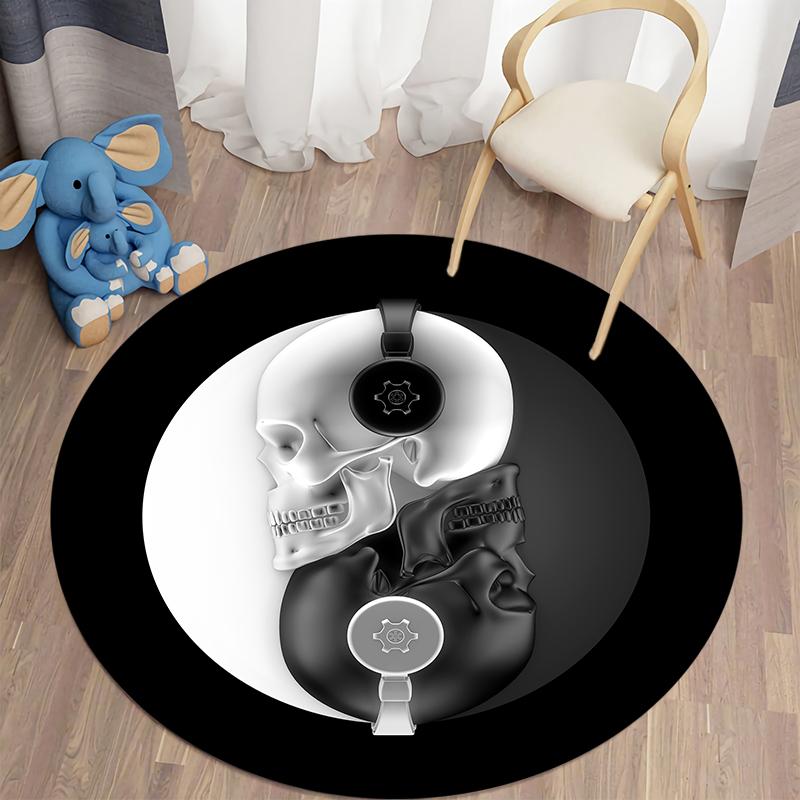 Skull Printed Round Carpet for Living Room Mat for Children Floor Rug Yoga Mat Bedroom E-sports Chair Mats Living Room Carpet