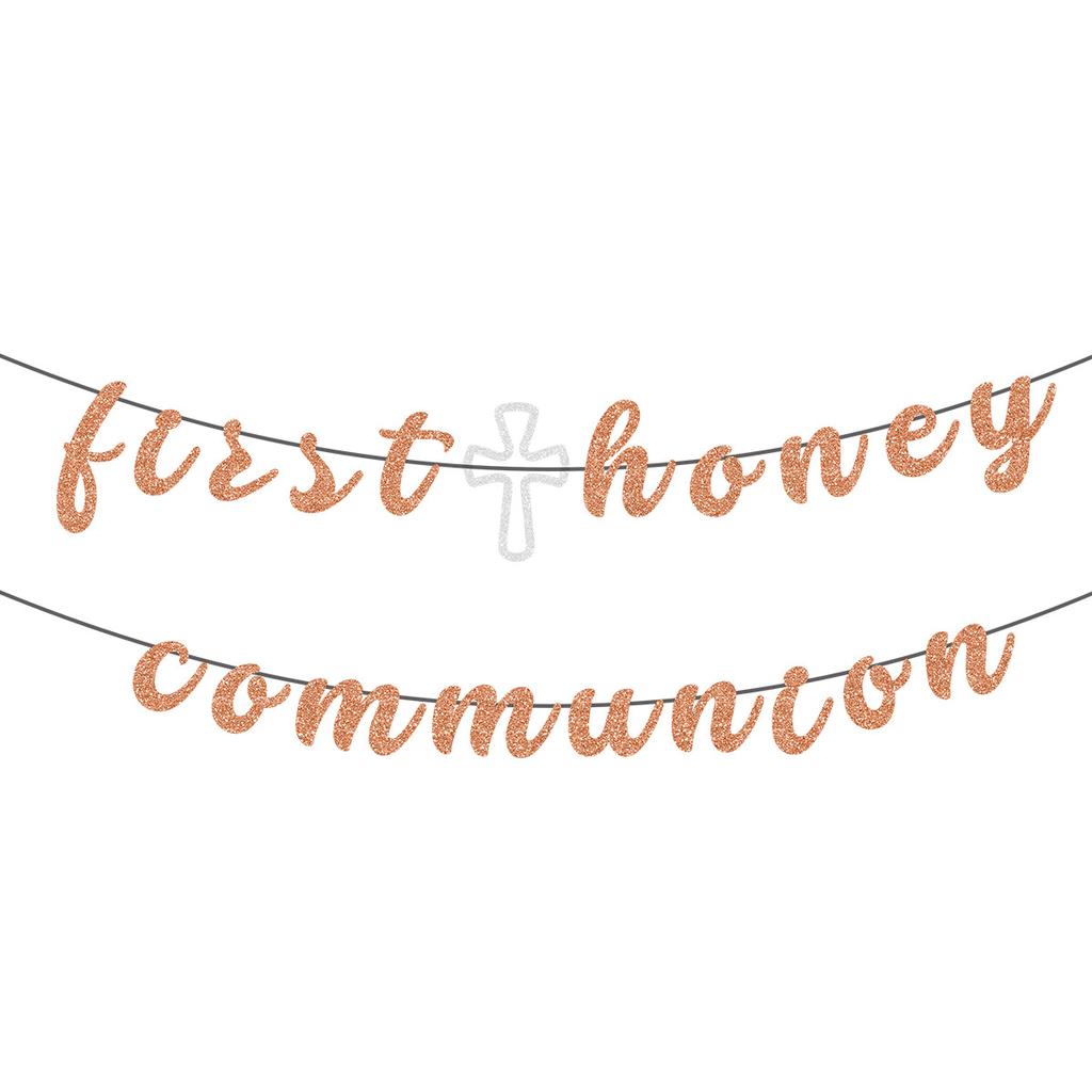 Baby Shower Party Party Decoration Gold Powder Letters Latte First Communion Bath Banners