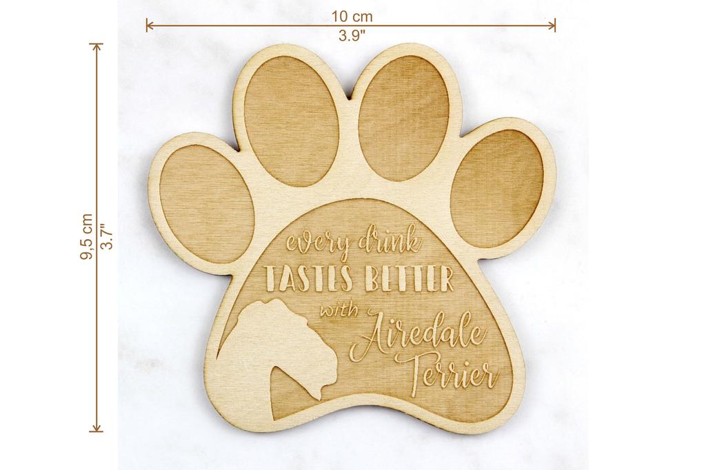 Airedale Terrier, Bingley Terrier - Tassenuntersetzer, gravierter Untersetzer mit Hund, Geschenk für Hundeliebhaber von der Marke Art-Dog