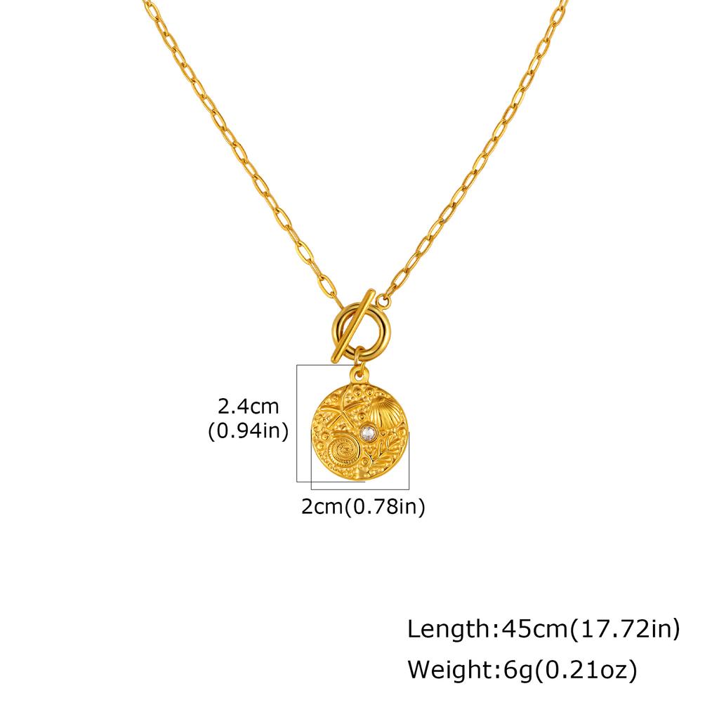 Trendy Chic Shell Conch Strawberry Heart Pendant Stainless Steel OT Buckle Square Chain Necklace for Women Jewelry Gifts
