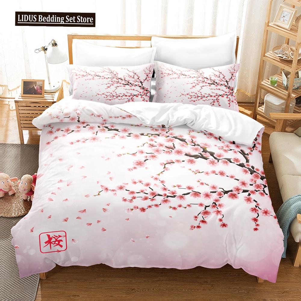 Flowers Bedding Set Colourful Flower Plant Duvet Cover Set King Queen Full Size For Kids Women Girls Polyester Comforter Cover
