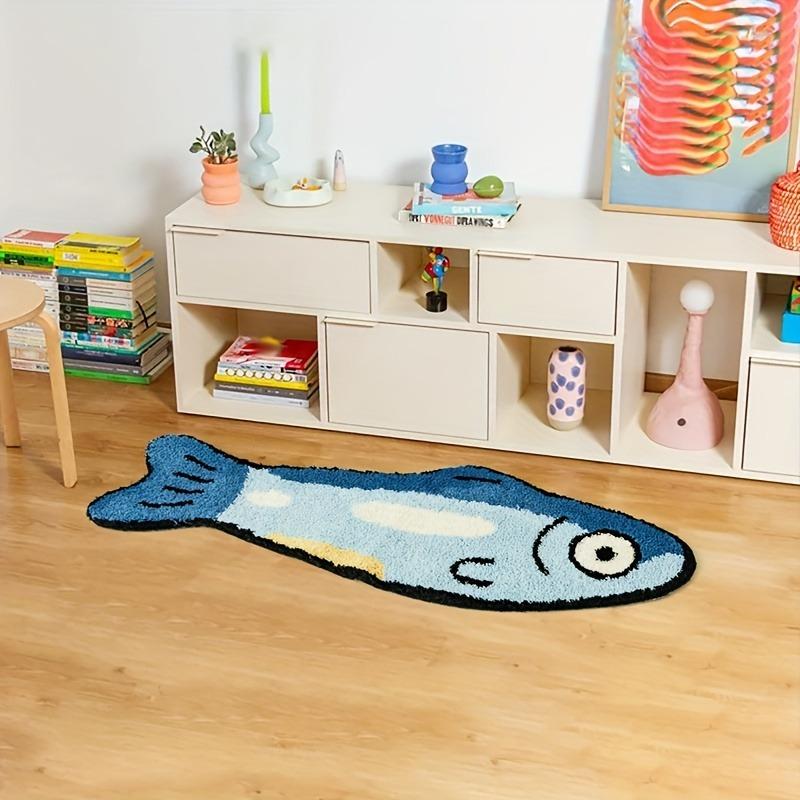 Salted Fish Design Rug Soft comfy cartoon salted fish mat, fit bedroom, balcony, bay window, bathroom and doorway for indoor & occasional outdoor use.