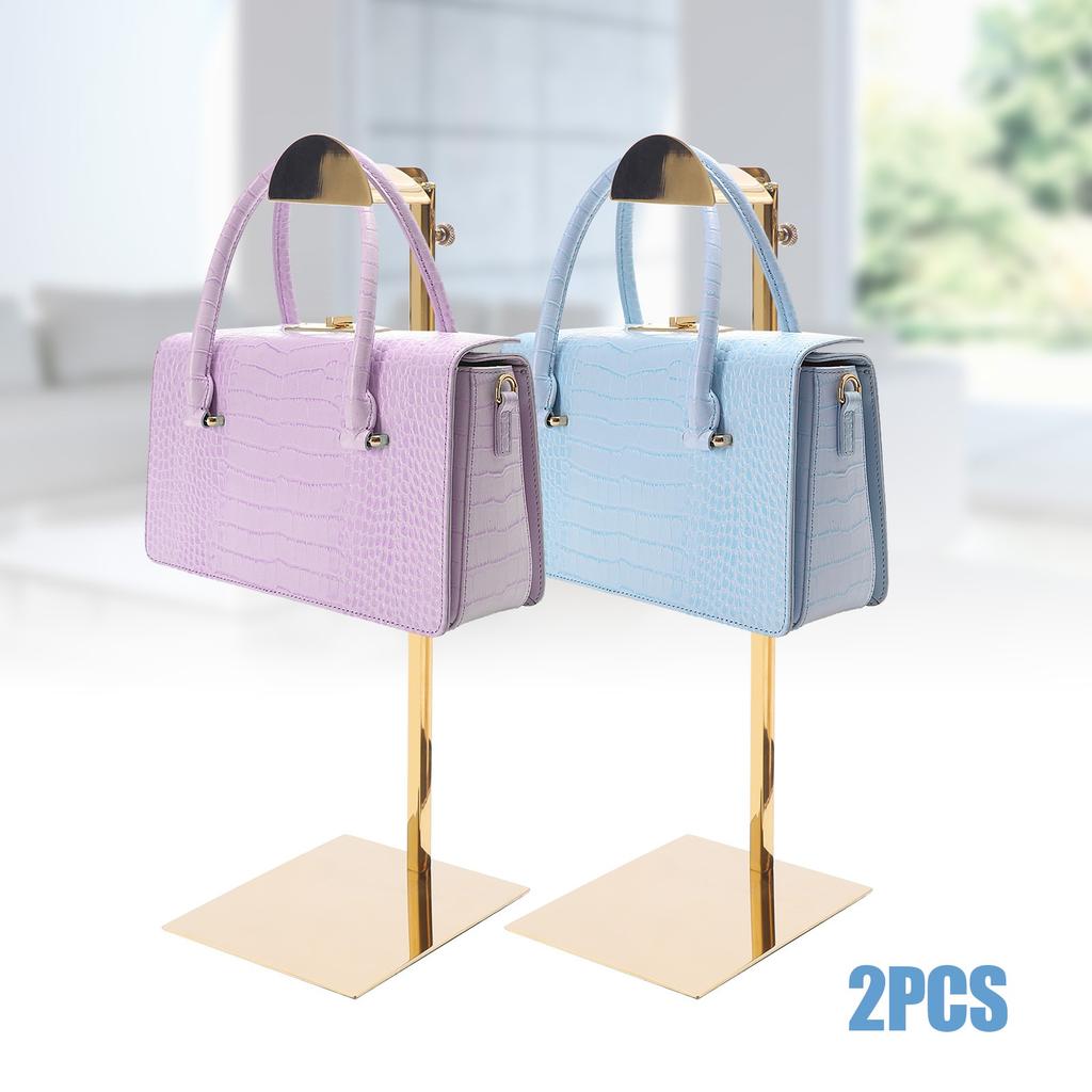 Bymaocar 2pcs Large D-head Hanging Bag Racks, Height Adjustable Stainless Steel Jewelry Display Racks for Clothing Stores & Home