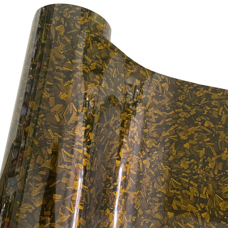 Rotolo Vinile Autoadesivo Fibra di Carbonio Forgiata Lucido PET Premium Pellicola per Wrapping Veicoli Auto