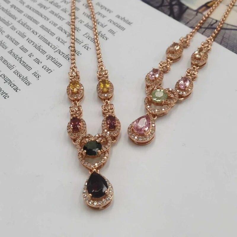 Sace Gems Collares con colgante de turmalina natural de Plata de Ley 925 de 3MM para mujer, joyería fina brillante, regalo de Navidad