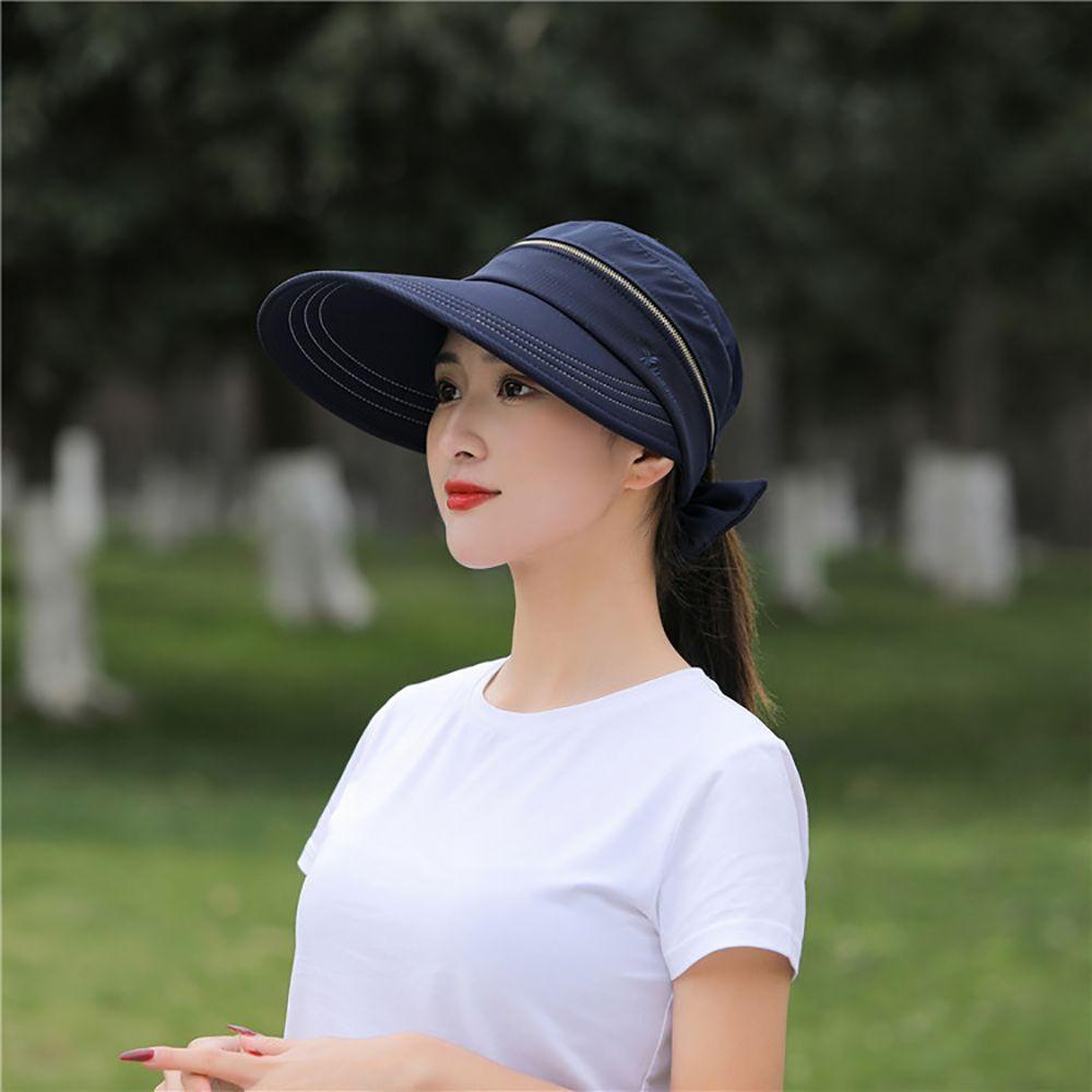 Beach Ladies Cycilng Big Brim Travel Empty Top Removable Sun Hat Women Cap Bucket Hat Fisherman Hat