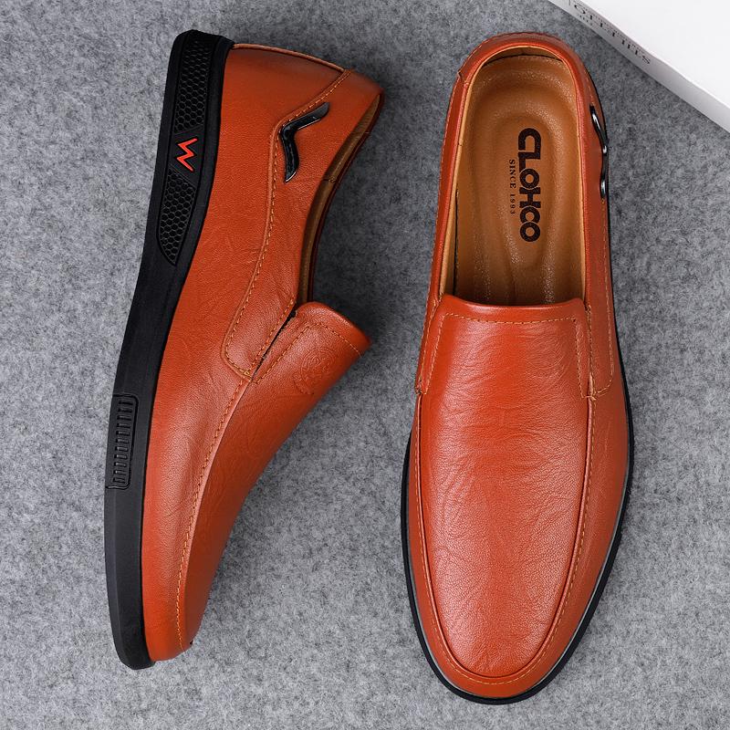 Handmade Men's Shoes Business Leather Shoes Rubber Sole Loafers Slip on Male Casual Shoes Work Office Shoe Black Flat Dress Shoe