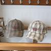 Retro embroidery plaid big head circumference baseball cap female spring and autumn sunshade casual face small peaked cap male tide