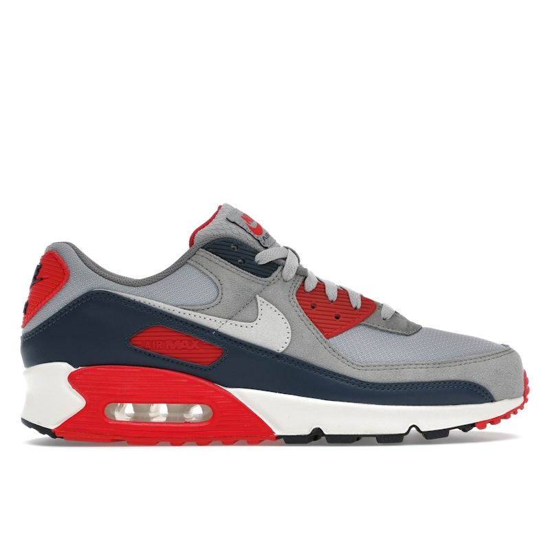 

Nike Men s Air Max 90 USA Light Smoke Grey Navy Red DM0029-005 EU 40