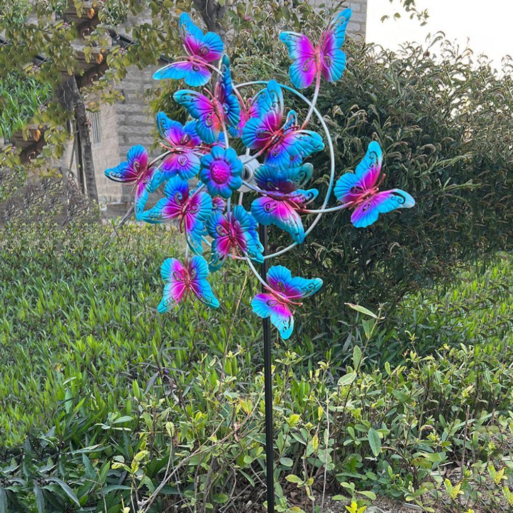 Removable Butterfly Wind Spinner Iron Art Wind Collectors Rotator Gardening Plug Pinwheel  Lawn