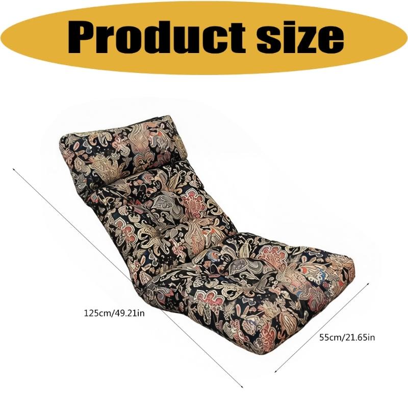 Garden Chair Pad with High Back Headrest, Tufted Outdoor Form and Seat Anchors 125 x 55 cm for Porch Use Daily