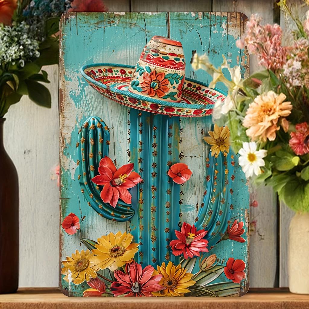 Vintage Bird Cactus Flamingo Metal Tin Sign Wall Art for Home, Bar, Garage & Garden Decor | Easy-Hang Vintage Animal Design