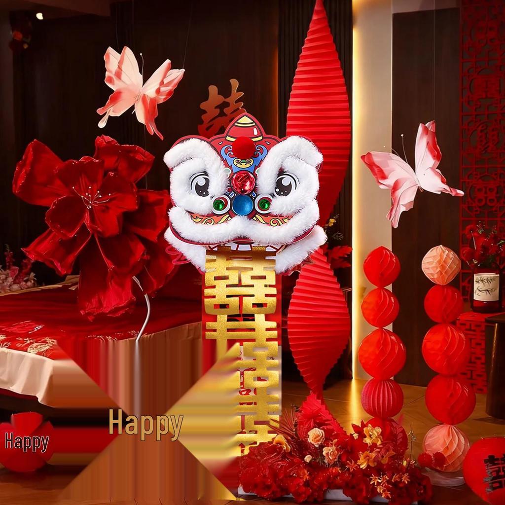 Wedding Decoration Set: Bride’s Bedroom, Living Room & Photography Props with Origami Lion Ornaments