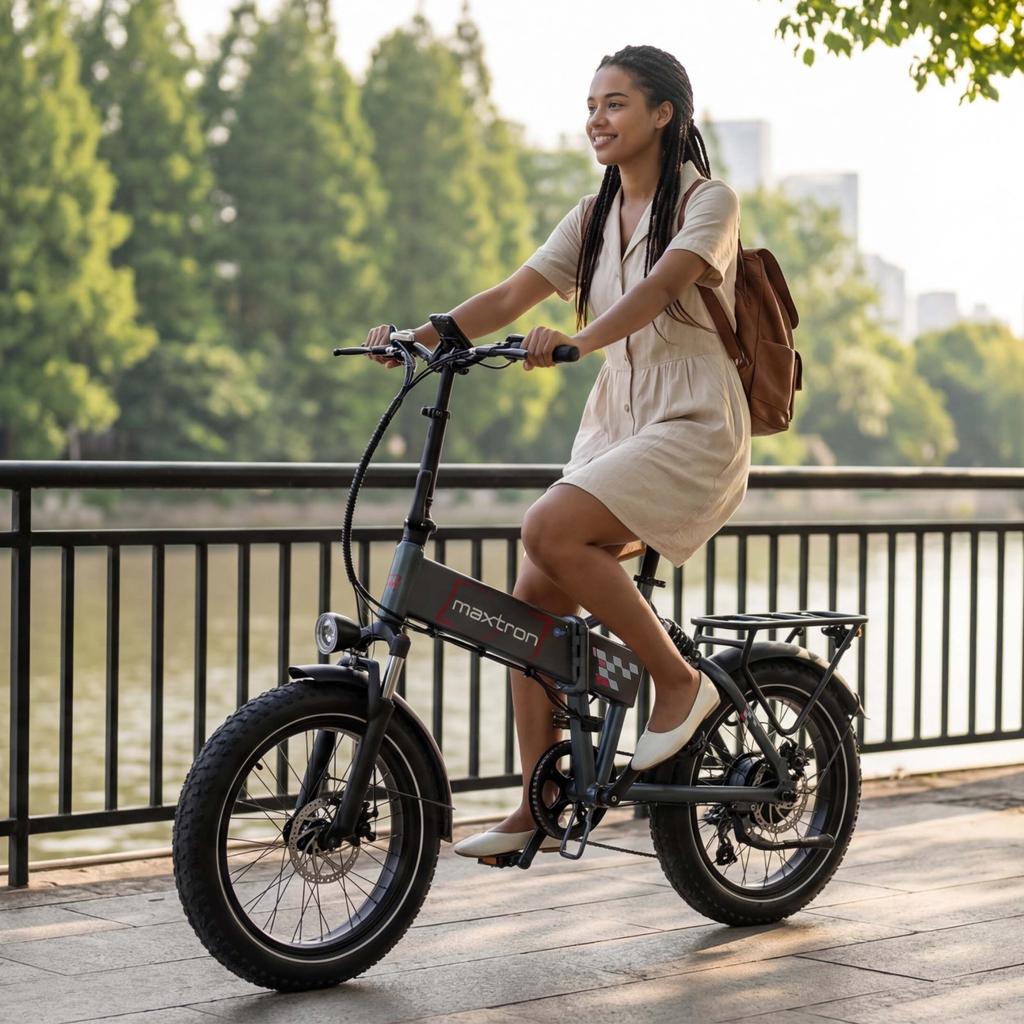 MAXTRON Paloris Bicicletta Elettrica Pieghevole da 20 pollici, motore 48V 500W, Autonomia massima fino a 45 km, Grigio.