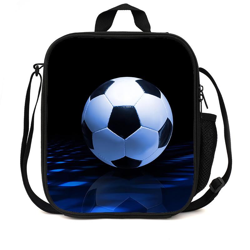 Football Basketball Pattern Children'S Lunch Bag Elementary School Lunch Box Bag Fashion Trend Boys' Lunch Bag