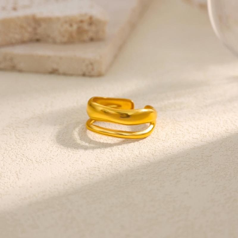 Stainless steel geometric irregular ring women's high sense niche design exaggerated ring hand jewelry