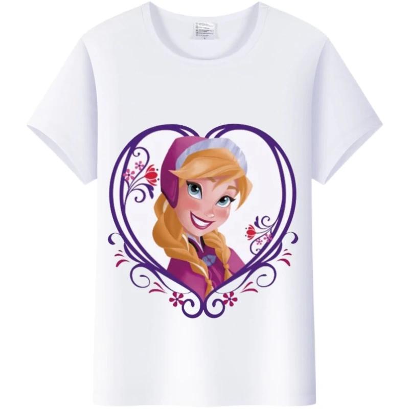 Vintage Cartoon Summer Tees Frozen Elsa Anna Princess Top White T-Shirts 90S Clothes Plus Size Gothic Blouse Unisex