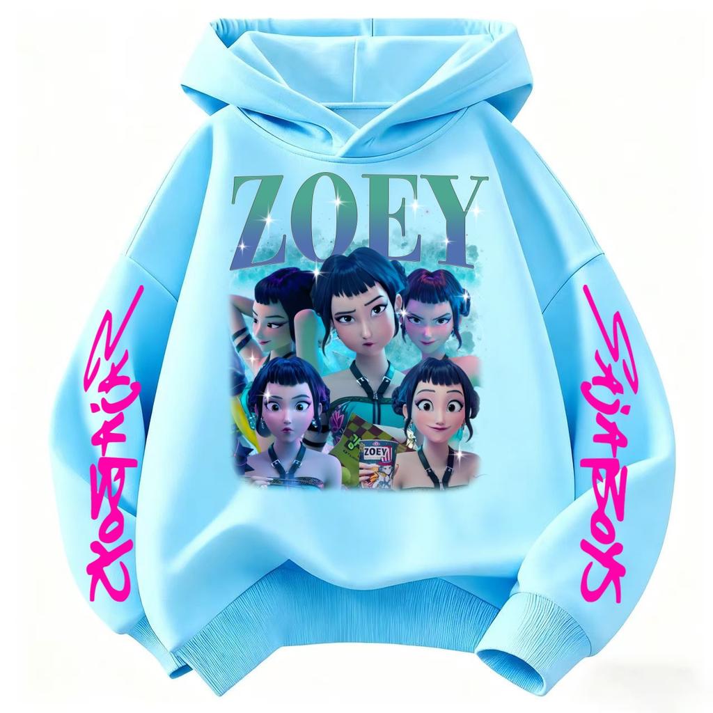 Zoey Huntrix Kpop Chasseur de Démons Marchandise Sweat à Capuche pour Enfants Pull Harajuku Tops Sweat-shirt pour Fille Cadeau pour les Fans