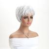 Synthetic White Wigs Natural with Bangs Short Straight Wig for Women Heat Resistant Cancer Patients Gift Old Ladies