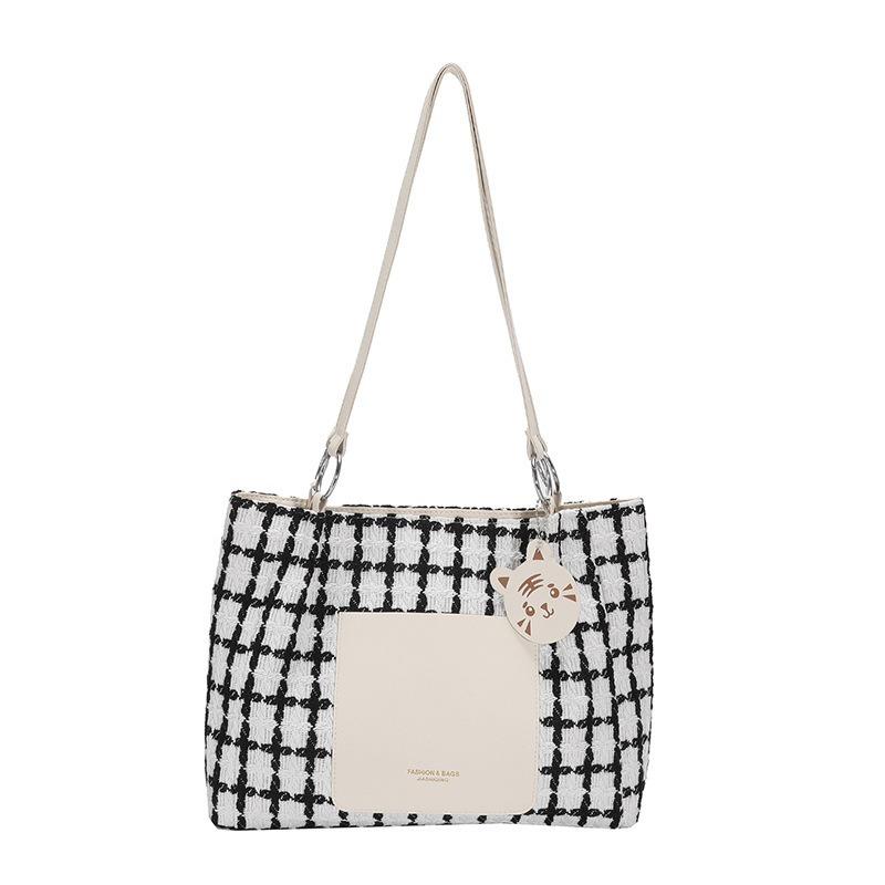 Checkered Women's Casual Simple Large Capacity Tote Bag