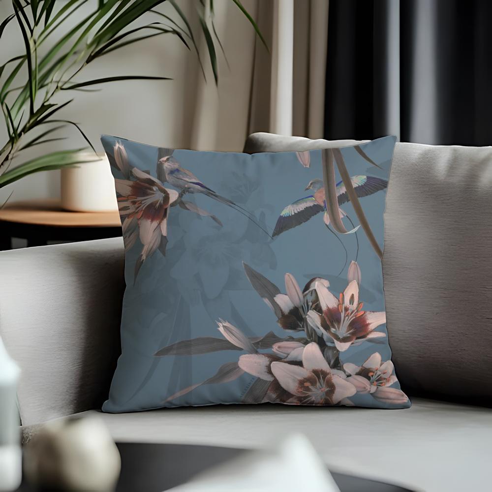 Hot AAallsaints Floraling Cushion Cover Antidustmite Pillowcase Invisible Zipper Silky Short Plush Sofa Cushion Cover
