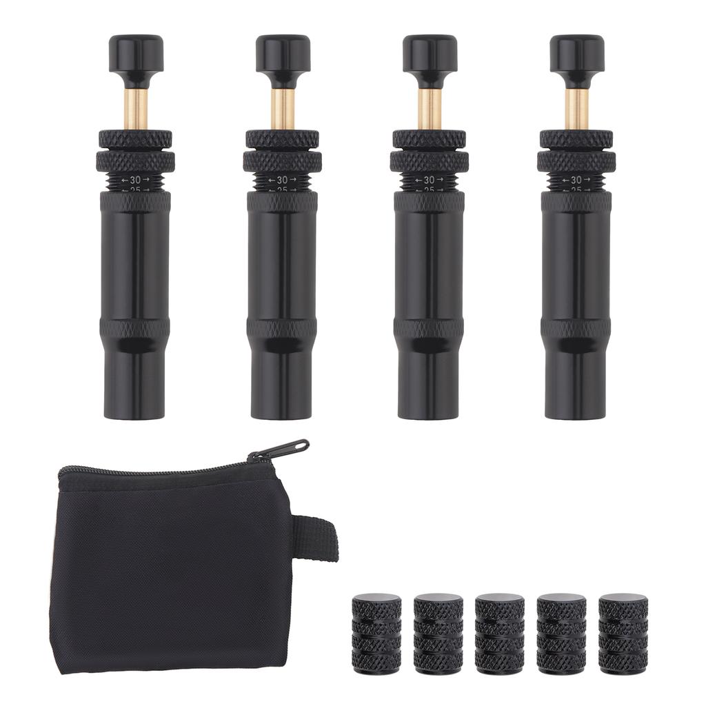 4pcs Adjustable Automatic Stop Tire Deflator Professional 5 Valve Caps Storage Bag Car Truck Motorcycle Compact Air Down Tool
