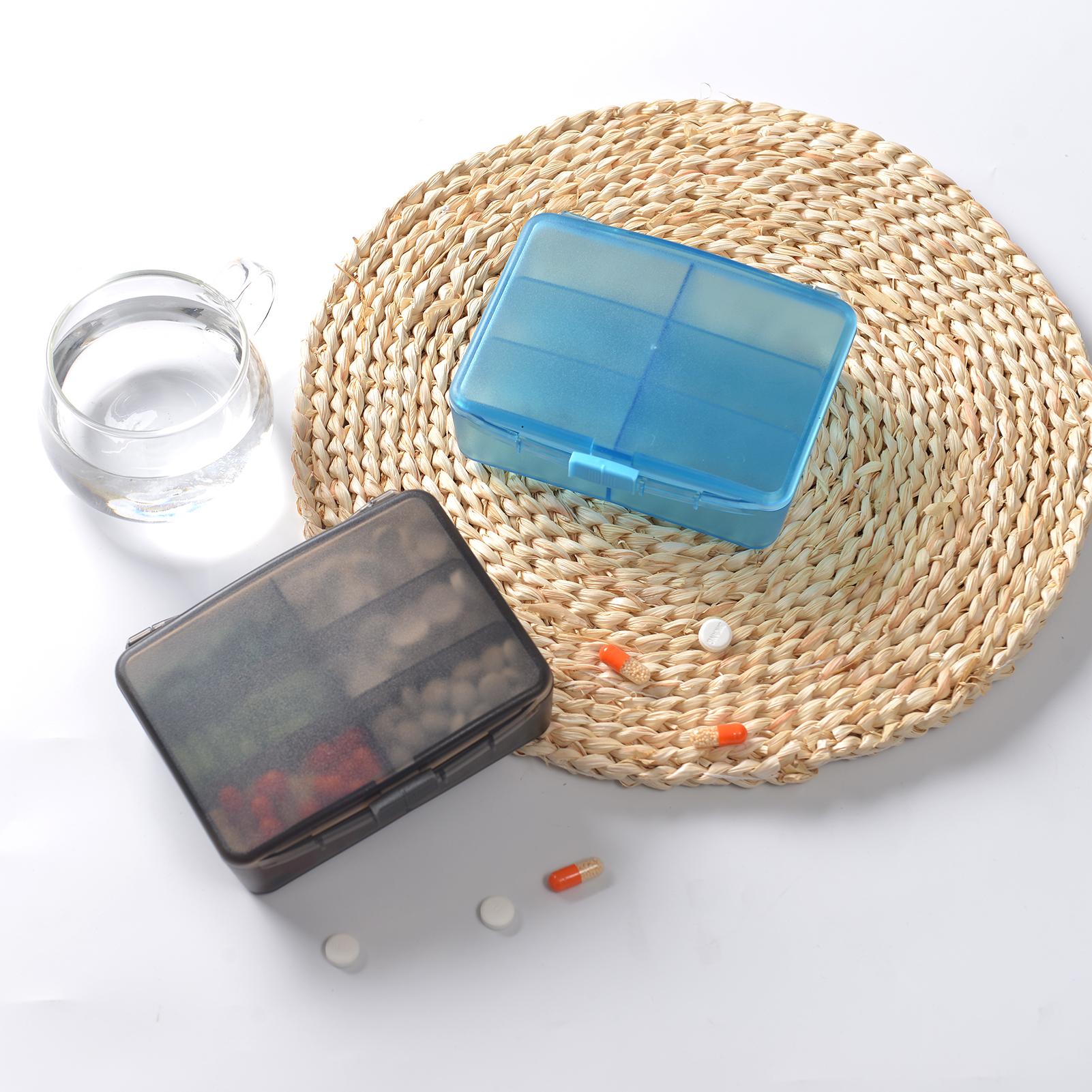 

Travel , Daily Medicine Storage Box with 6 Compartments Portable Case Faor Vitamins Fish Oil Supplement