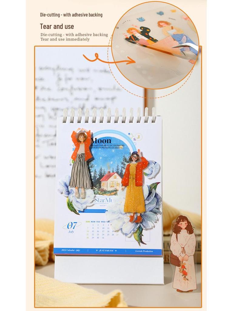 Orange-flavored Ketchup Girl Coil PET Sticker Book: 50 Girl Series Character Stickers