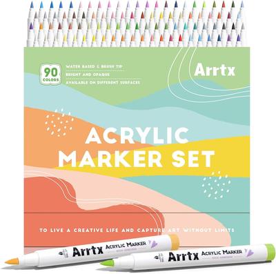 Arrtx Acrylic Paint Landscape Brush Water Suitable for and Professional Grade for DIY Markers, Colors, 90-Color Set, Tip, Resistant, Fabric, Stone,